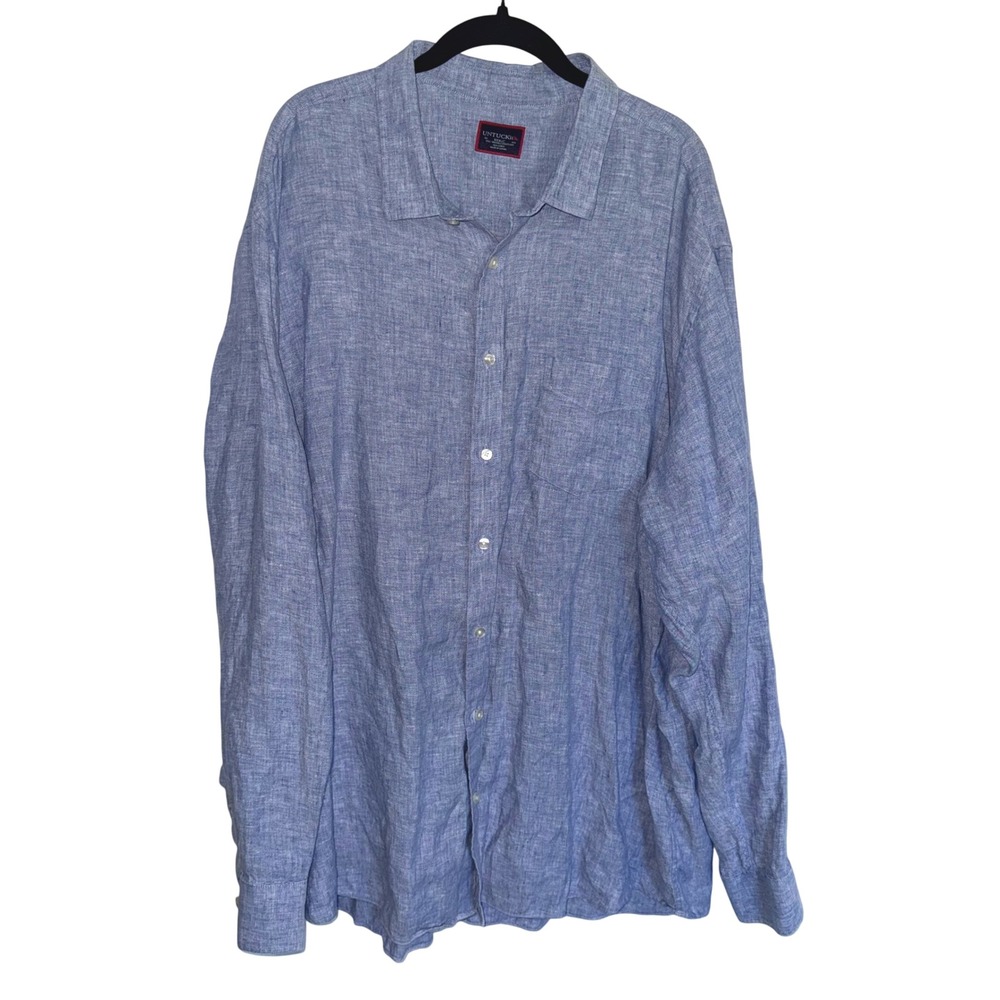 UNTUCKit Vin Santo Shirt Men XXXL Blue Linen Button Down Long Sleeve Casual